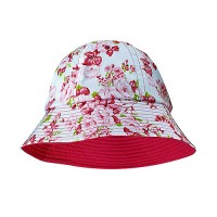 Bucket Hats – 12 PCS Cotton Canvas w/ Flower Print - Fuchsia - HT-6579FU
